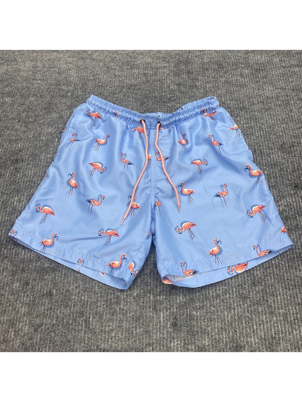 Lot Of 2 Club Room Swim Trunks Lined Shorts Men M Blue Pink Flamingo AOP Pockets - Picture 2 of 14